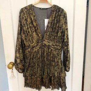 Zara gold lamé party dress, size L. never worn